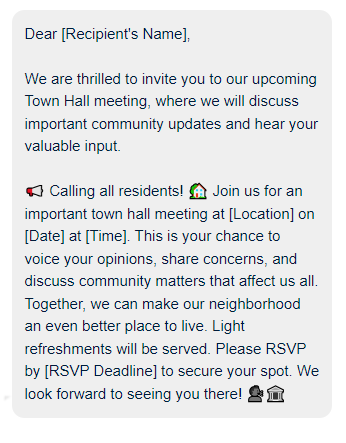 town hall invite